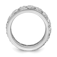 Sterling Silver Rhodium Plated Blue & White CZ 3 Band Set view 2
