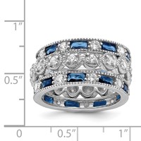 Sterling Silver Rhodium Plated Blue & White CZ 3 Band Set view 3