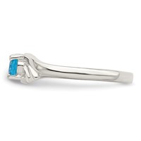 Sterling Silver Light Blue Oval CZ Ring view 3