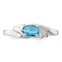 Sterling Silver Light Blue Oval CZ Ring view 5