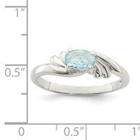 Sterling Silver Light Blue Oval CZ Ring view 4