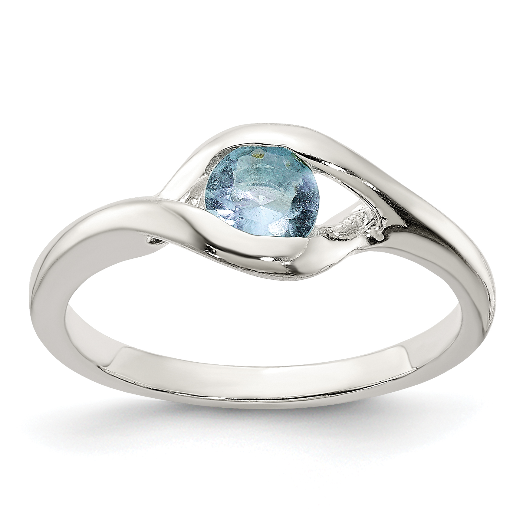 Sterling Silver Blue Glass Ring (QR4399-6)
