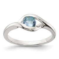 Sterling Silver Blue Glass Ring view 1
