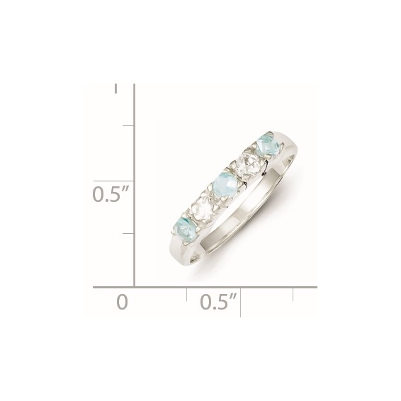 Sterling Silver Light Blue & White CZ Ring