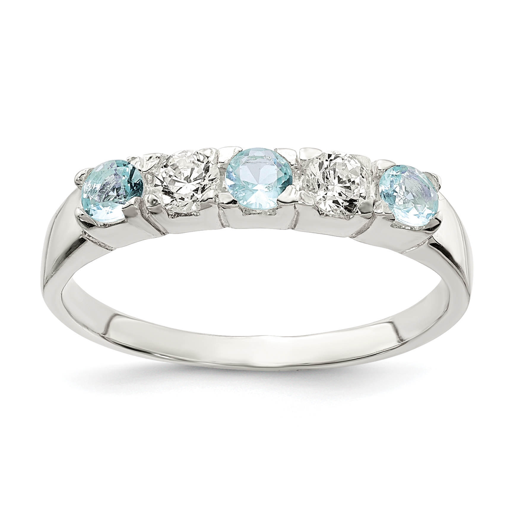 Sterling Silver Light Blue & White CZ Ring (QR4401-7)