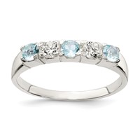 Sterling Silver Light Blue & White CZ Ring view 1