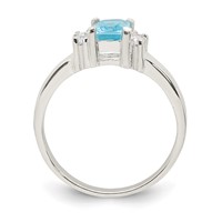 Sterling Silver Light Blue & White CZ Ring view 2