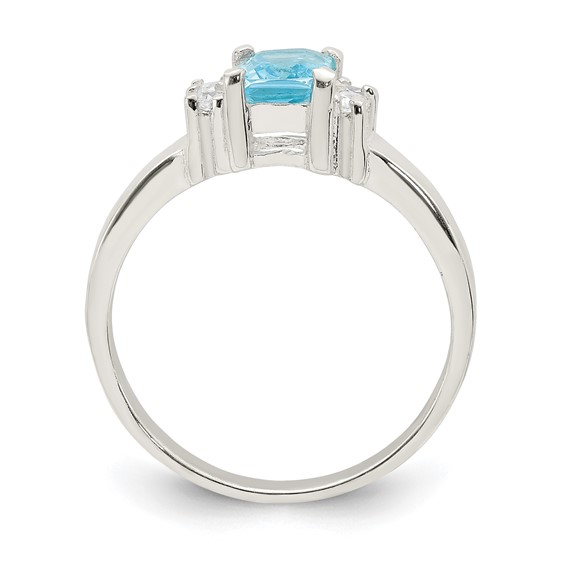 Sterling Silver Light Blue & White CZ Ring