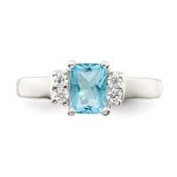 Sterling Silver Light Blue & White CZ Ring view 5