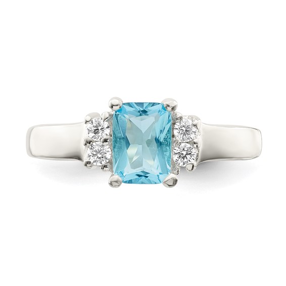 Sterling Silver Light Blue & White CZ Ring