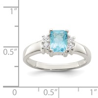 Sterling Silver Light Blue & White CZ Ring view 3