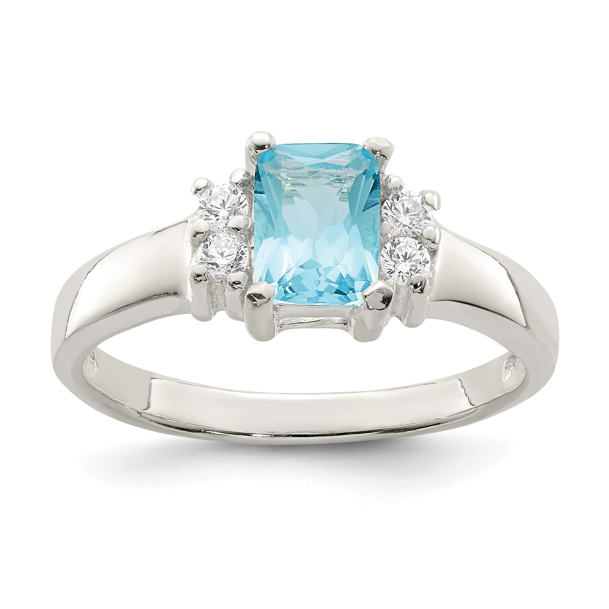 Sterling Silver Light Blue & White CZ Ring (QR4412-6)