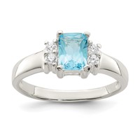 Sterling Silver Light Blue & White CZ Ring view 1