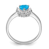 Sterling Silver Rhodium Blue Topaz Ring view 2