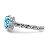 Sterling Silver Rhodium Blue Topaz Twisted Circle Ring view 4