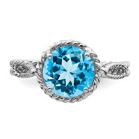 Sterling Silver Rhodium Blue Topaz Twisted Circle Ring view 5