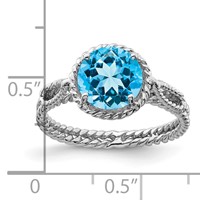 Sterling Silver Rhodium Blue Topaz Twisted Circle Ring view 3