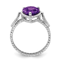 Sterling Silver Rhodium-plated Amethyst Pear Twisted Ring view 2