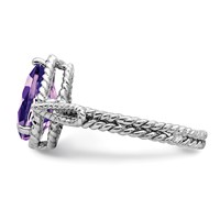 Sterling Silver Rhodium-plated Amethyst Pear Twisted Ring view 4