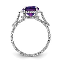 Sterling Silver Rhodium-plated Amethyst Twisted Circle Ring view 2