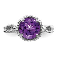 Sterling Silver Rhodium-plated Amethyst Twisted Circle Ring view 5