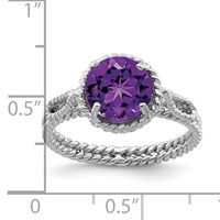 Sterling Silver Rhodium-plated Amethyst Twisted Circle Ring view 3