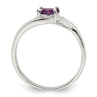 Sterling Silver Purple Oval CZ Ring view 2