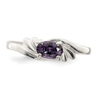 Sterling Silver Purple Oval CZ Ring view 5
