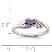 Sterling Silver Purple Oval CZ Ring view 3