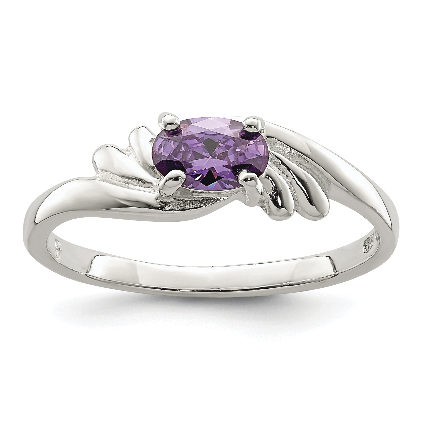 Sterling Silver Purple Oval CZ Ring (QR4422-6)