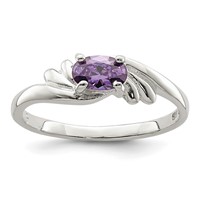 Sterling Silver Purple Oval CZ Ring view 1