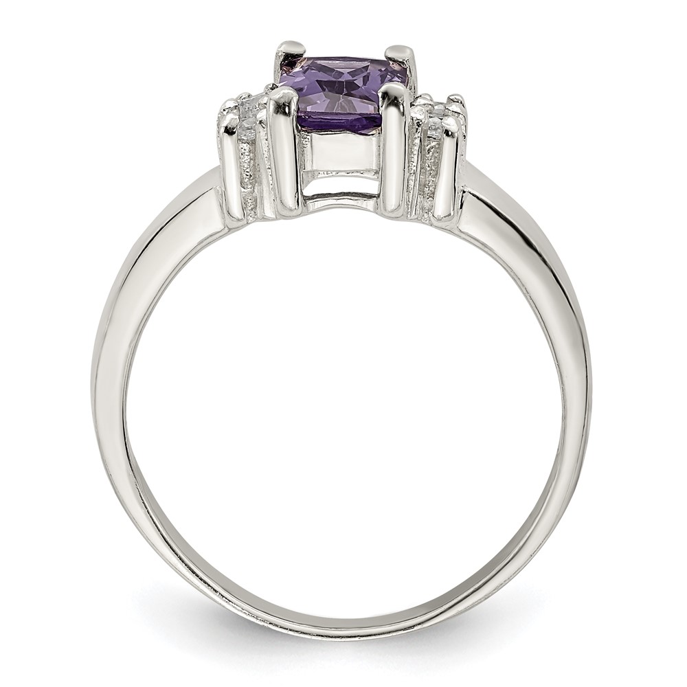 Sterling Silver Purple & White CZ Ring (QR4426-8)