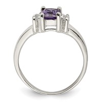 Sterling Silver Purple & White CZ Ring view 2