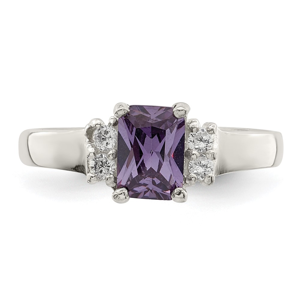 Sterling Silver Purple & White CZ Ring (QR4426-8)