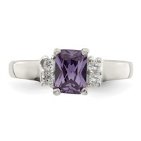 Sterling Silver Purple & White CZ Ring view 5