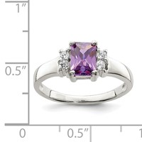 Sterling Silver Purple & White CZ Ring view 3