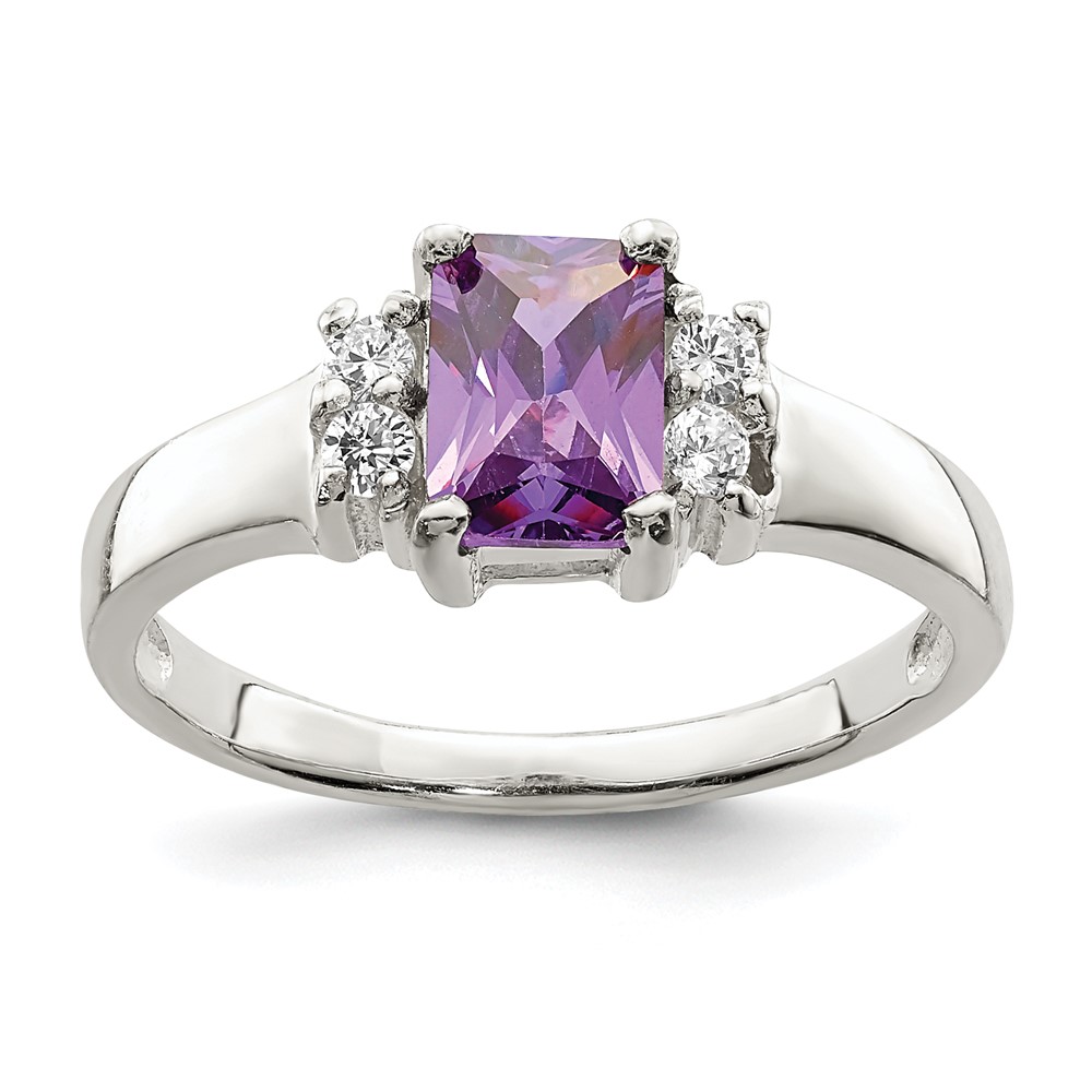 Sterling Silver Purple & White CZ Ring (QR4426-8)