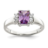 Sterling Silver Purple & White CZ Ring view 1