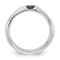 Sterling Silver Purple Oval CZ Half Bezel Ring view 2