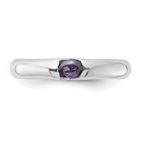 Sterling Silver Purple Oval CZ Half Bezel Ring view 5