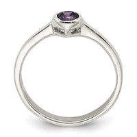 Sterling Silver Purple Round Bezel CZ Ring view 2