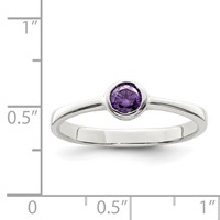 Sterling Silver Purple Round Bezel CZ Ring view 3