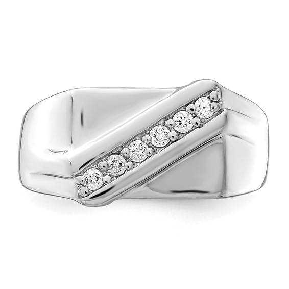 Sterling Silver Rhodium Plated Fancy CZ Ring