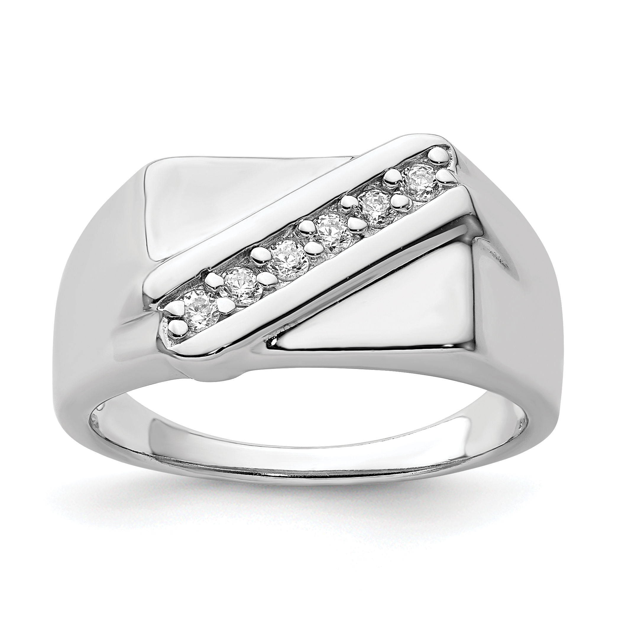 Sterling Silver Rhodium Plated Fancy CZ Ring (QR4439-10)