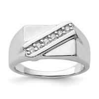 Sterling Silver Rhodium Plated Fancy CZ Ring view 1