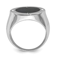 Sterling Silver Rhodium Plated Black Simulated Onyx & CZ Ring view 2