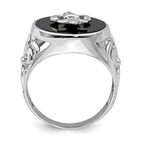 Sterling Silver Rhodium Plated CZ Black Onyx Ring view 2