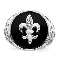 Sterling Silver Rhodium Plated CZ Black Onyx Ring view 5