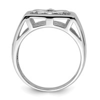 Sterling Silver Rhodium Plated CZ Fleur De Lis Ring view 2