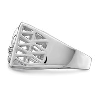 Sterling Silver Rhodium Plated CZ Fleur De Lis Ring view 4